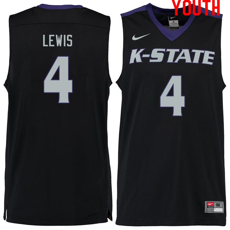 Youth #4 Seryee Lewis Kansas State Wildcats College Basketball Jerseys Sale-Black